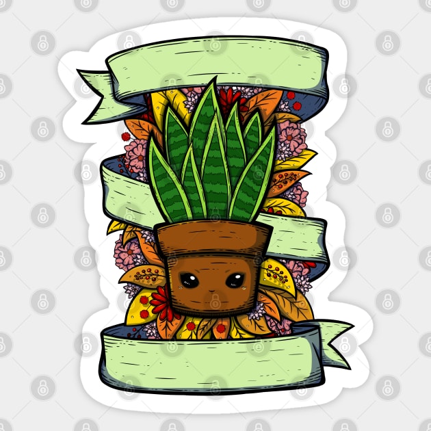 Cute Snake Plant Illustration Sticker by zarya_kiqo